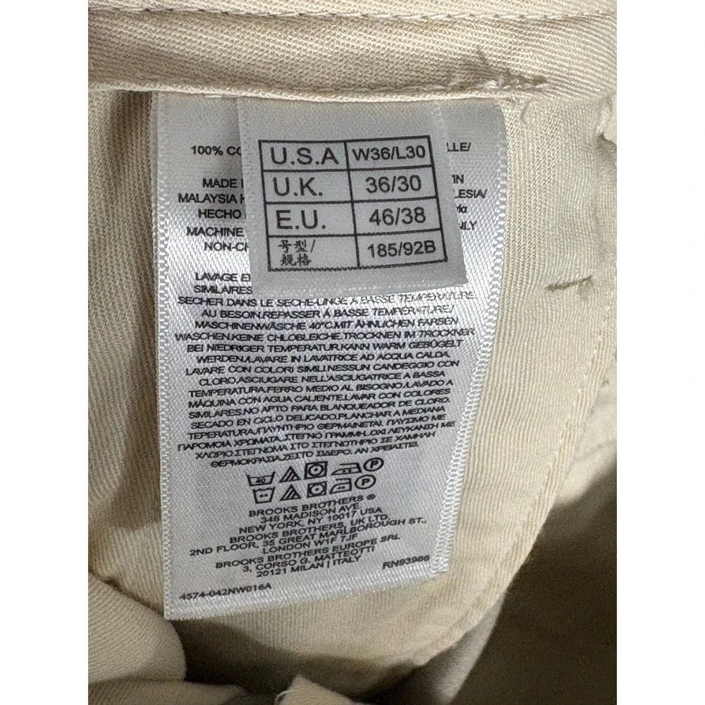 Brooks‎ Brothers Advantage Chino Pants Mens W36 L30 Beige Casual Trousers